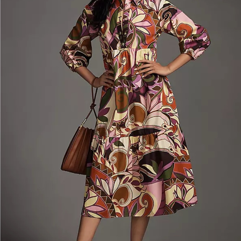 🌟NWT🌟 Anthropologie Maeve Bettina Tiered Shirt Dress